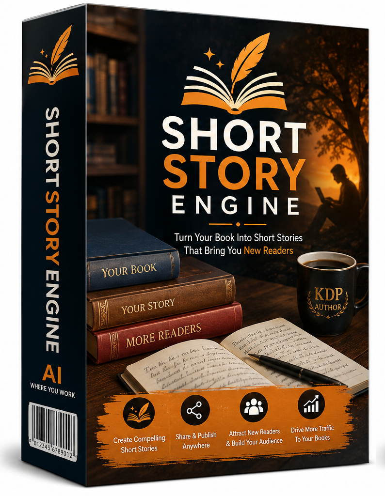 Short Story Engine product visual for creating and promoting short stories